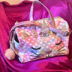 Under one sky Pink Cat Design Women's Bag with bag tag.Ajust strap.Many pockets